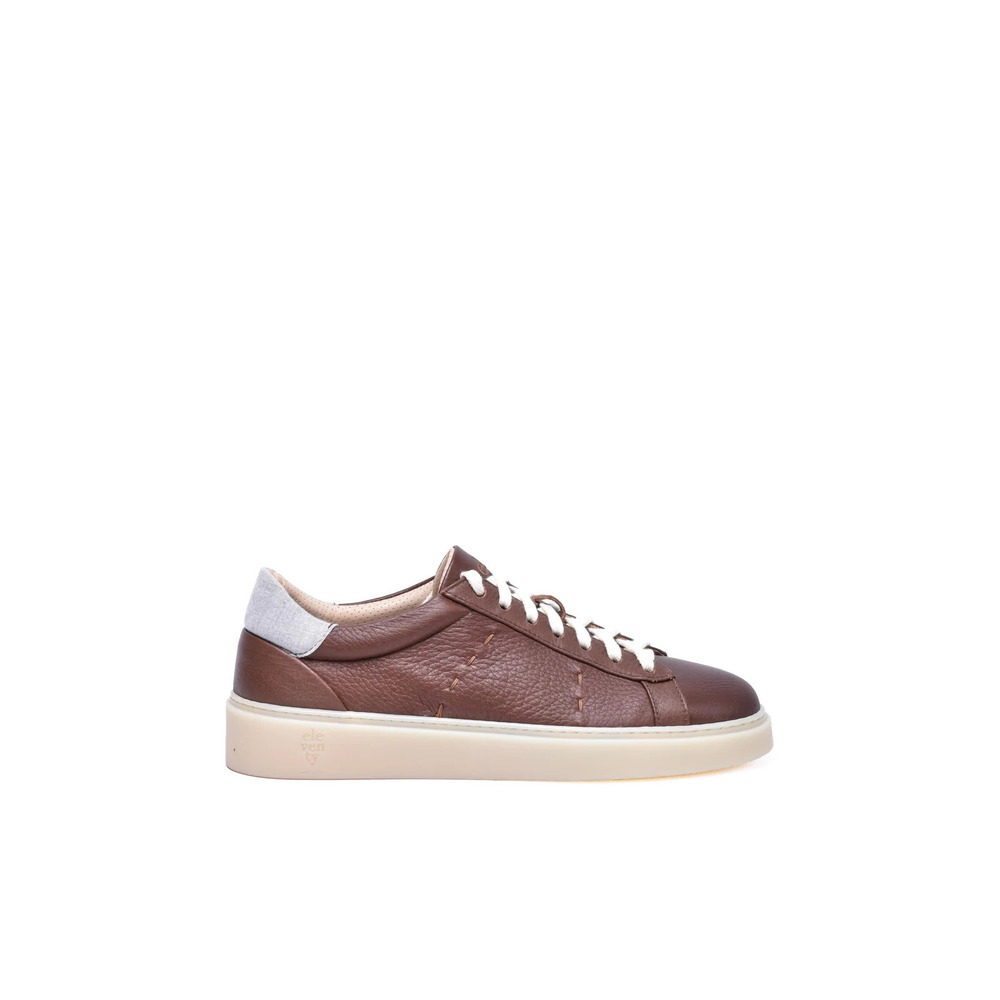 ELEVENTY Brown Hammered Leather Sneakers
